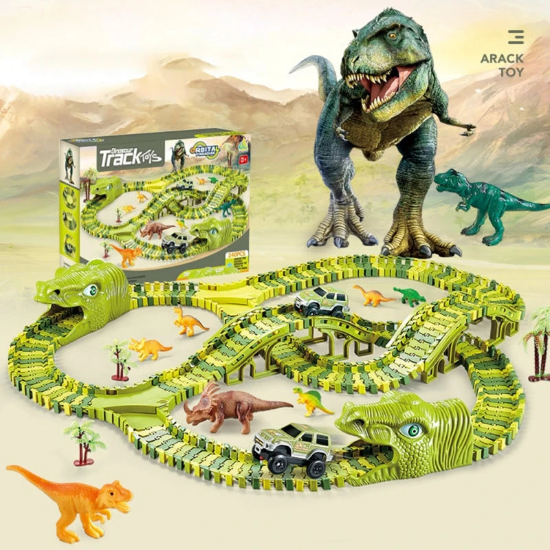 50% RABATT | RaptorRace™ | Dino-Adventure Rennstrecke – Modulare, drehbare Schienen & 200+ Teile für stundenlangen actionreichen Spielspaß