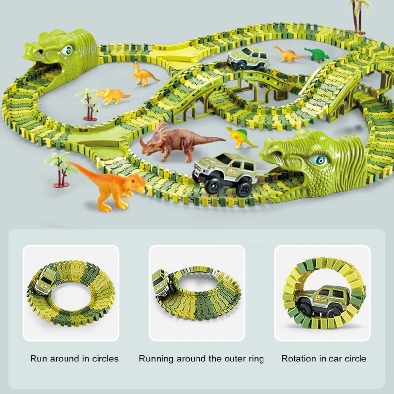 50% RABATT | RaptorRace™ | Dino-Adventure Rennstrecke – Modulare, drehbare Schienen & 200+ Teile für stundenlangen actionreichen Spielspaß