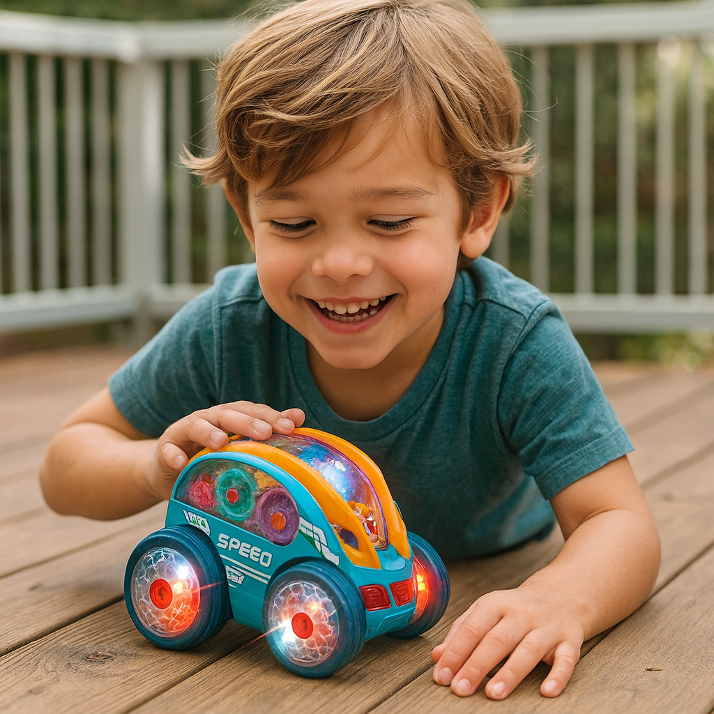 50% RABATT | LumeRacer™ | Das leuchtende Action-Auto mit Musik & Zahnrad-Show | 360° LED-Spielzeug für grenzenlosen Spaß & Lernen