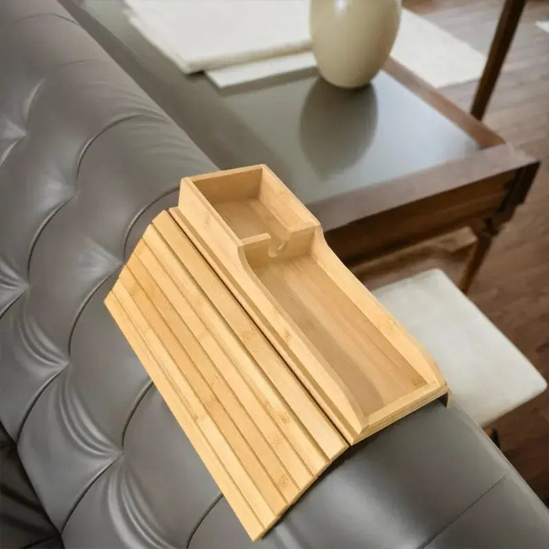 SofaMate™ | Sofa-Armablage Bambus — Getränkehalter & Ablage in einem