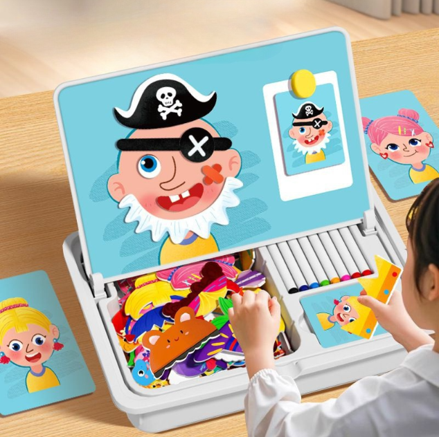 MagFace™ | Magnetisches Puzzle Gesichter-Anziehspiel Reisespiel Doppelseitiges Vorschulerziehungs-Lernspielzeug für Kinder