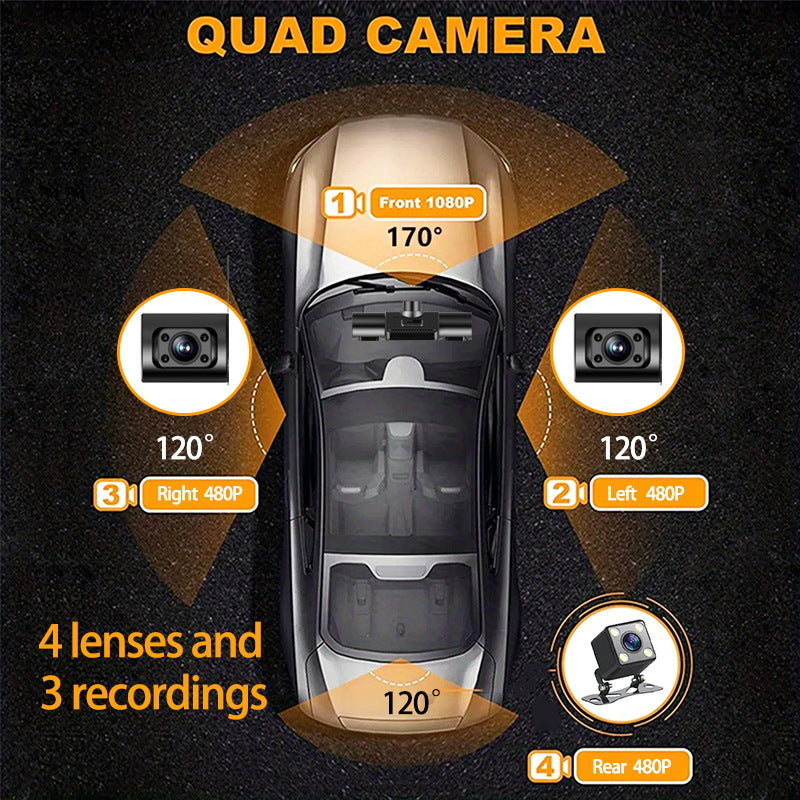 DriveGuard 360™ | 4-Kanal Dashcam mit 1080P & Nachtsicht
